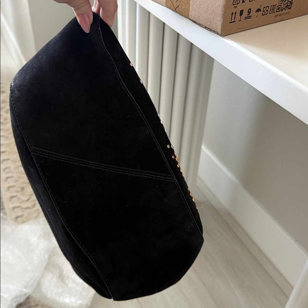 Jimmy Choo Stevie Black Suede Tote with Gold Stud Detailing - Picture 8 of 8